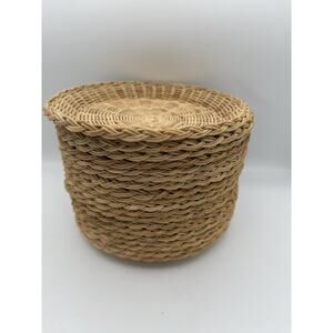 Paper Plate Holders Lot of 19 Vintage Wicker Woven Natural Brown 8.5” EUC